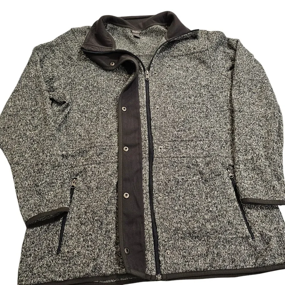 Eddie Bauer Women's Knit Sweater Fleece Lined Jacket Full Zip‎ Heather Green XL